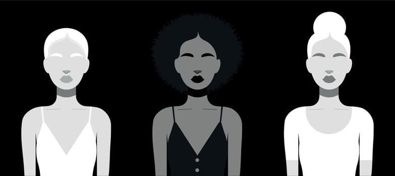 Womans Pop Art Poster Minimalist Paint Black White Color Flat vector