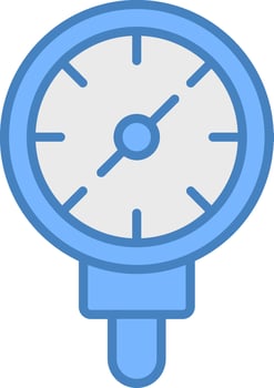 Pressure Gauge Line Filled Blue Icon vector