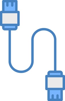 Database Cable Line Filled Blue Icon vector