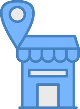 Shop Location Line Filled Blue Icon vector