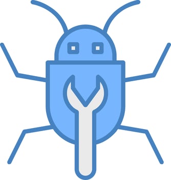 Bug Fixing Line Filled Blue Icon vector