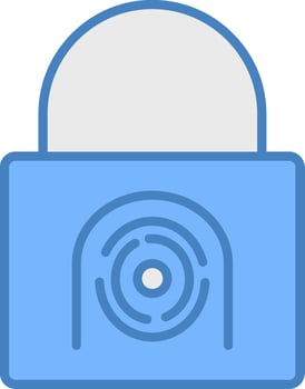 Security Basket Fingerprint Line Filled Blue Icon vector