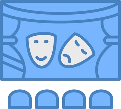 Theatre Line Filled Blue Icon vector
