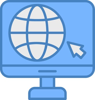 Website Line Filled Blue Icon vector