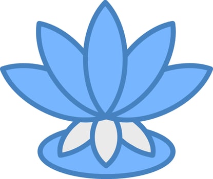 Lotus Line Filled Blue Icon vector