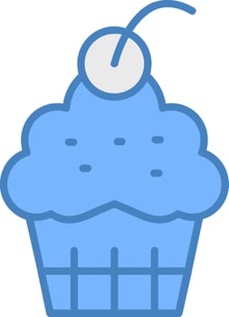 Cup Cake Line Filled Blue Icon vector