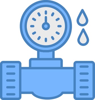 Water Meter Line Filled Blue Icon vector