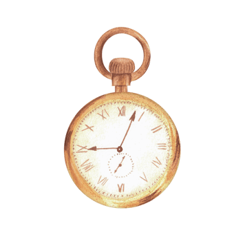 Monochrome antique pocket watch in ochre color. Retro pocket watch. Old-fashioned watch. Hand-drawn watercolor illustration. For postcards, stickers, covers, labels. png