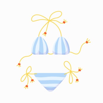 Swimsuit bikini illustration in flat style. Summer design elements. vector