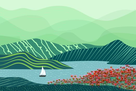 Nature and landscape, contemporary artistic poster. vector