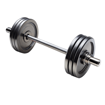 Realistic metal barbell with adjustable weights isolated png
