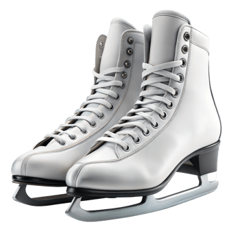 Professional white ice skates on a seamless backdrop png