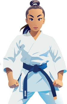 in sports uniform posing women's karateca defense- vector