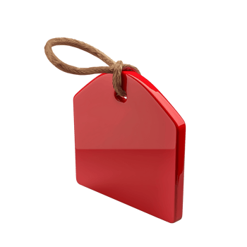Red blank tag with string on transparent background png