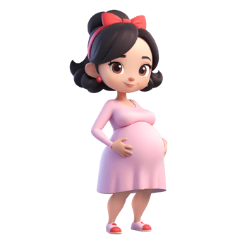 3d rendering pregnant woman cartoon character png
