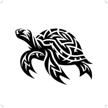 sea turtle in modern tribal tattoo, abstract line art of animals, minimalist contour. vector