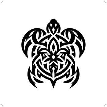 sea turtle in modern tribal tattoo, abstract line art of animals, minimalist contour. vector