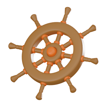 3D Ship Steering Wheel Icon for Maritime Adventures. 3D Render png