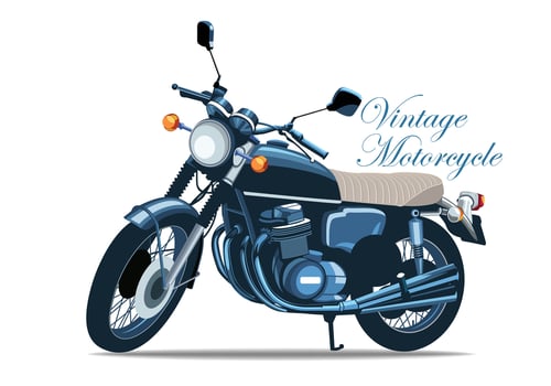 Vintage motorcycle classic motorbike blue color isolated on white background for background design. vector