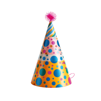 Birthday party hat on isolated transparent background png