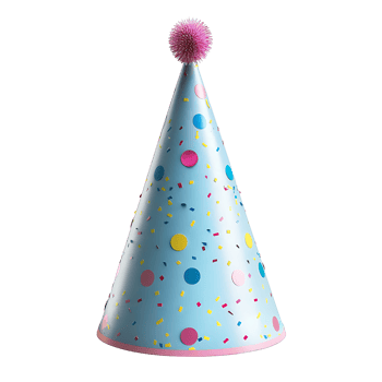 Birthday party hat on isolated transparent background png