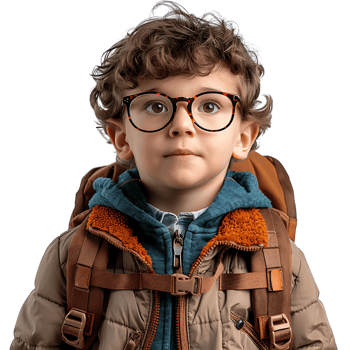 Kid student with backpack on isolated transparent background png