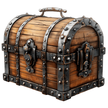 Treasure chest game asset on isolated transparent background png