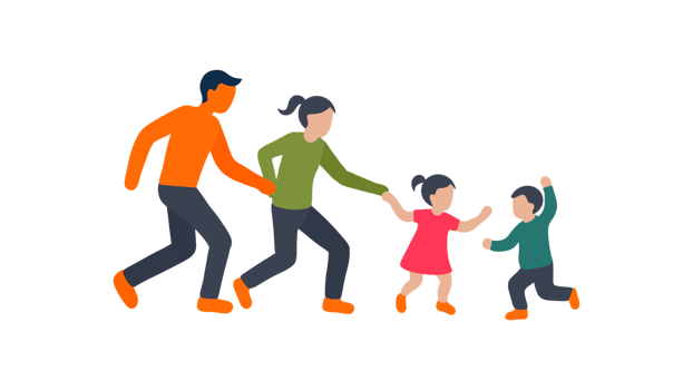Happy family on summer walk, Parents hold the baby's hands, Happy family, mother, father, children son and daughter, parents with their little baby, Children and parents walking png