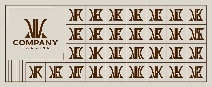 Set of vintage abstract company letter V VV logo vector
