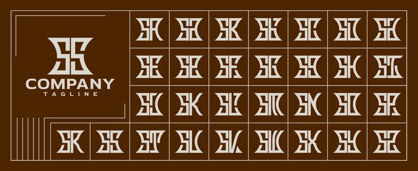 Set of vintage abstract company letter S SS logo vector