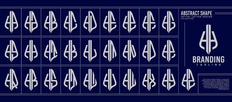 Set of luxury line curve abstract letter H HH logo monogram vector