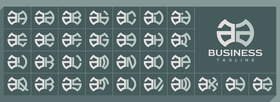 Geometric shape lowercase letter A AA logo set vector