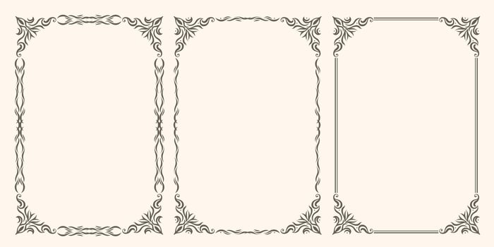 A set of beautiful frames with swirls vector