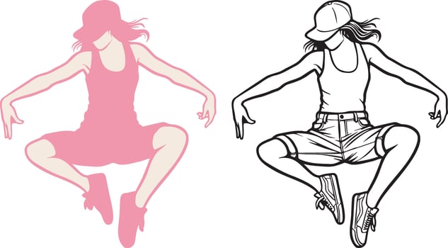 Street Dance Girl Illustration. vector