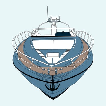 Luxury boat line art and illustration. vector