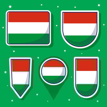 Flat cartoon illustration of Hungary national flag with many shapes inside vector