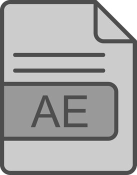 AE File Format Line Filled Greyscale Icon Design vector