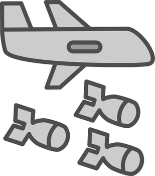 Bomber Line Filled Greyscale Icon Design vector