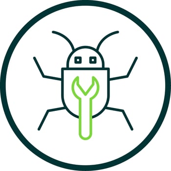 Bug Fixing Line Circle Icon Design vector