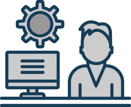Admin Work Line Filled Greyscale Icon Design vector