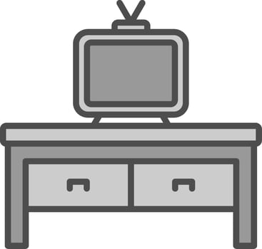 Tv Table Line Filled Greyscale Icon Design vector