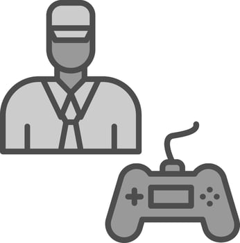 Gamer Line Filled Greyscale Icon Design vector