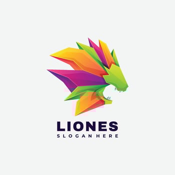colorful lion logo illustration template vector
