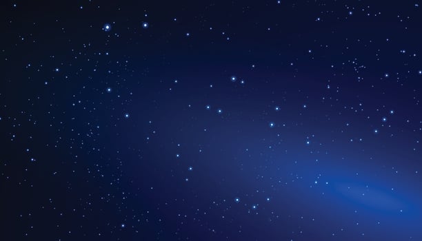 Starry night sky space seamless pattern. Galaxy shiny stars background, fabric seamless print or textile background. Wrapping paper space pattern or wallpaper with comet, glowing constellations vector