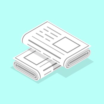 3D Isometric Flat Concept of Newspapers. vector