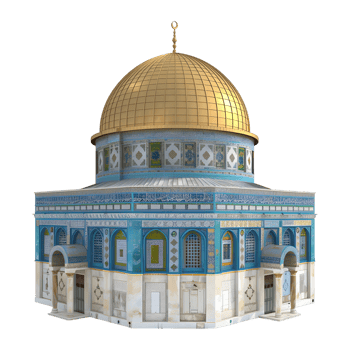 3D Rendering of a Dome of The Rock on Transparent Background png