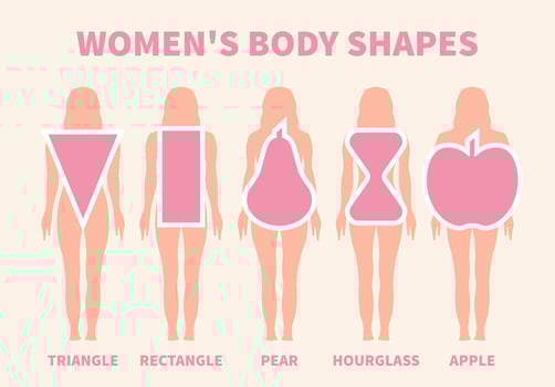 Woman Body Shapes Triangle, Rectangle, Apple, Pear and Hourglass vector