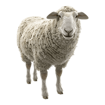 3D Rendering of a Sheep Standing on Transparent Background png