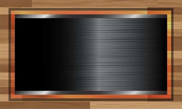 black steel blank board on wooden background. luxury. vector