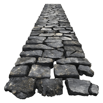 3D Rendering of a Vintage Stone Road on Transparent Background png